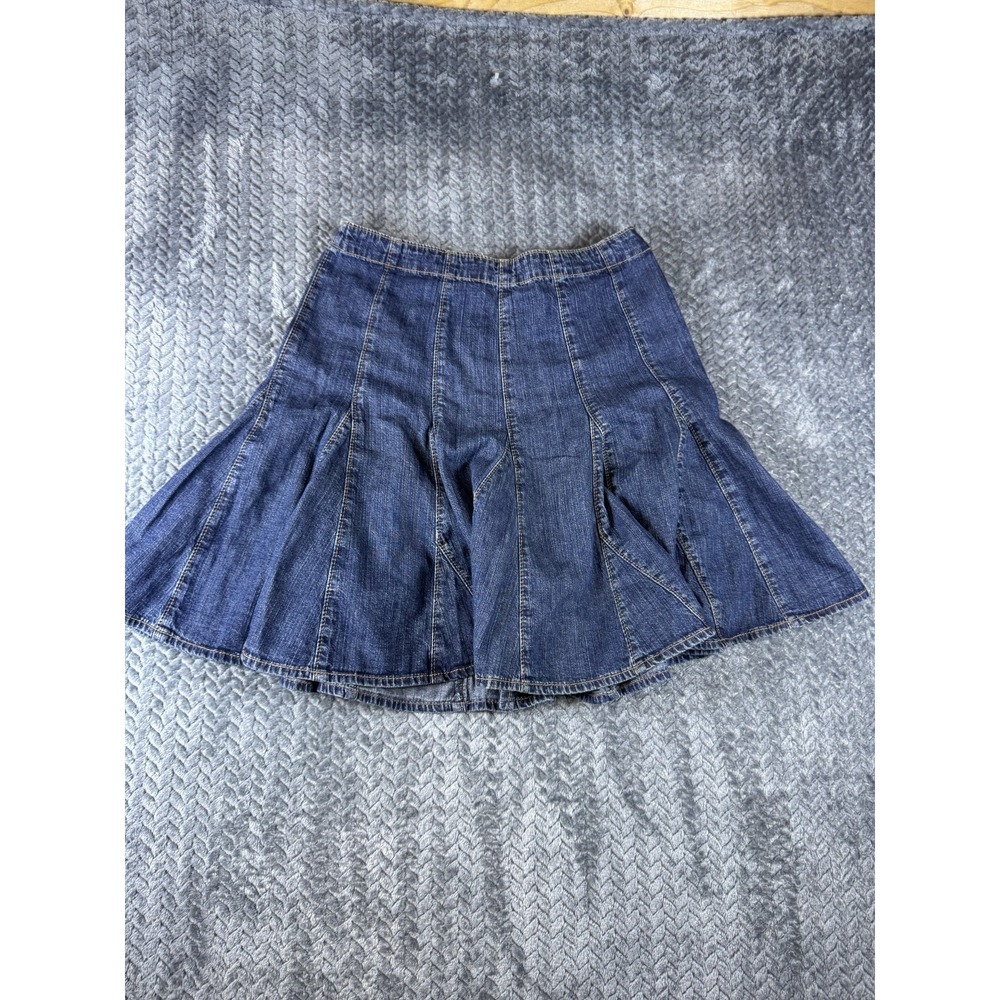 Gap Jeans Vintage Pleated Denim Skirt Womens 0 Blue Flared Paneled Y2K Retro